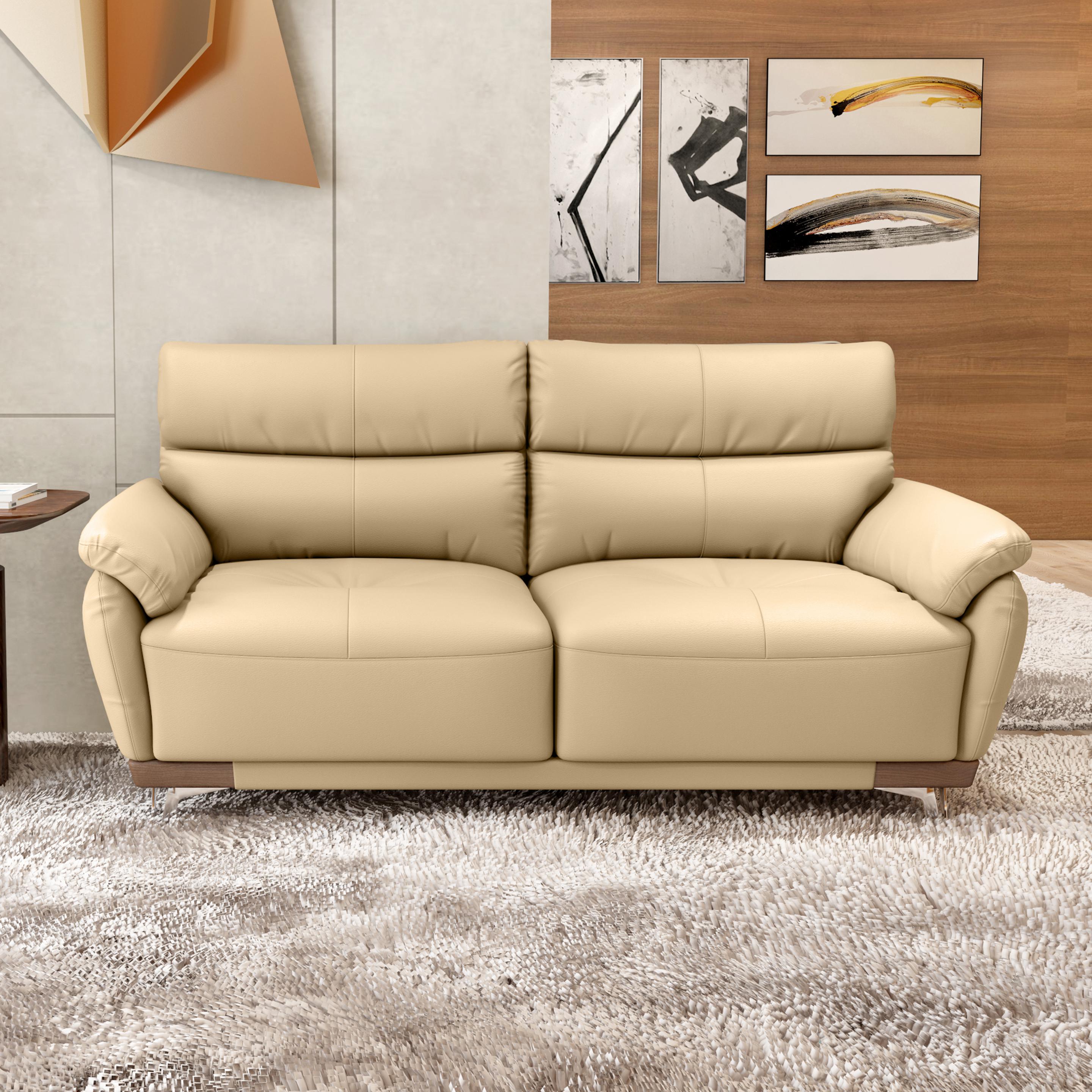 Perry Leather 2 Seater Sofa in Beige