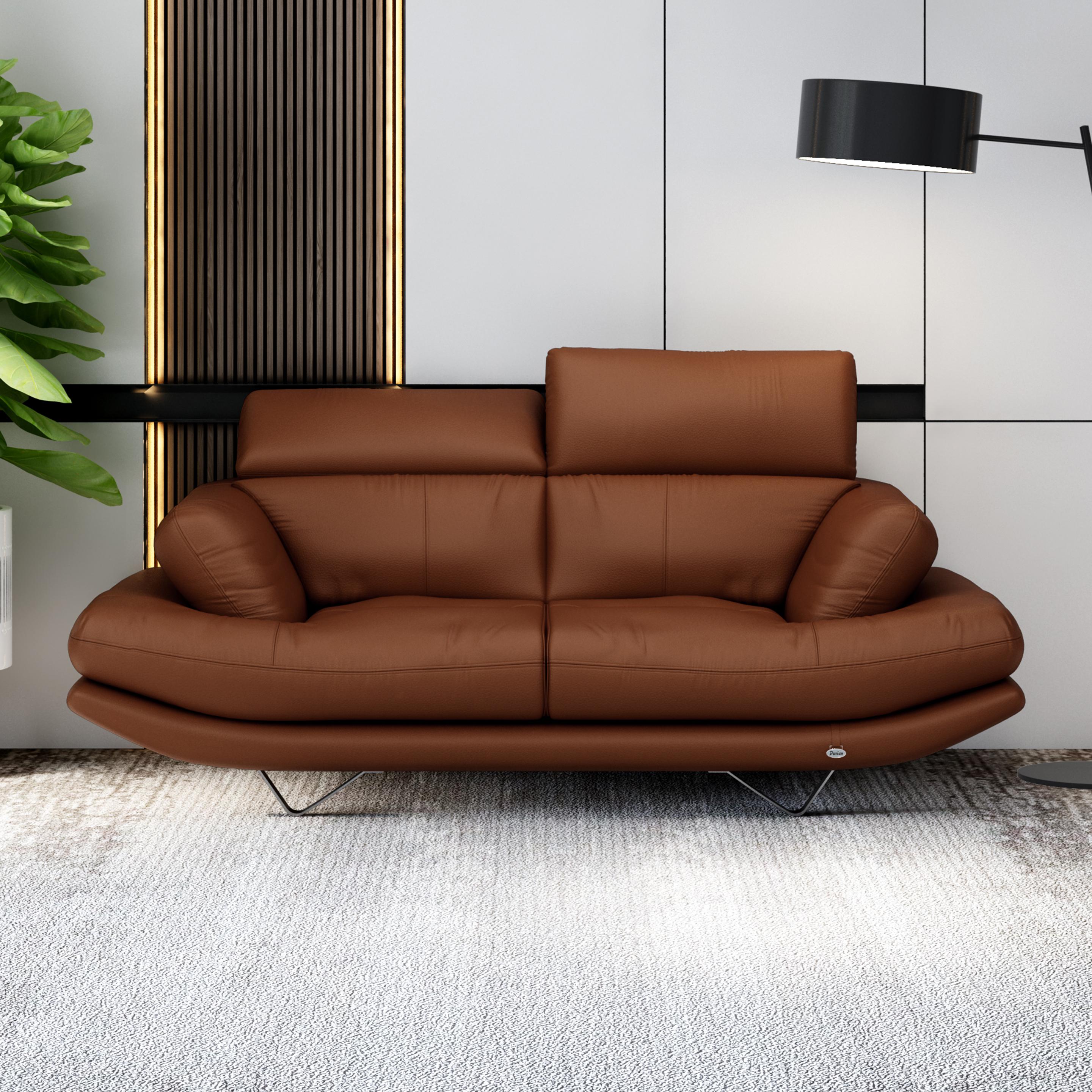 Buy Orlando Two Seater Brown Cinnamon Leatherette Sofa at Durian