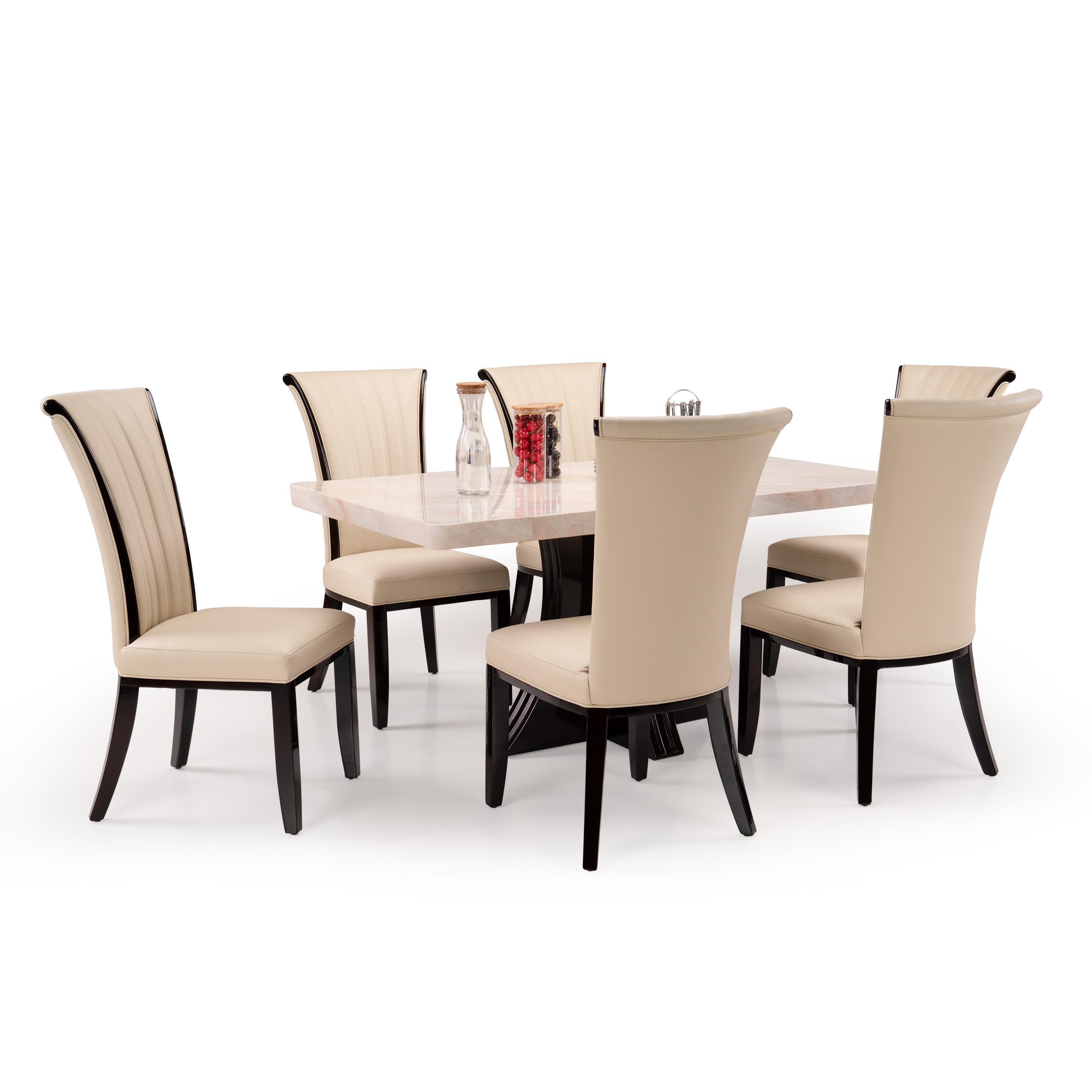 Edwina 6 Seater Dining Set with Marble Finished Top