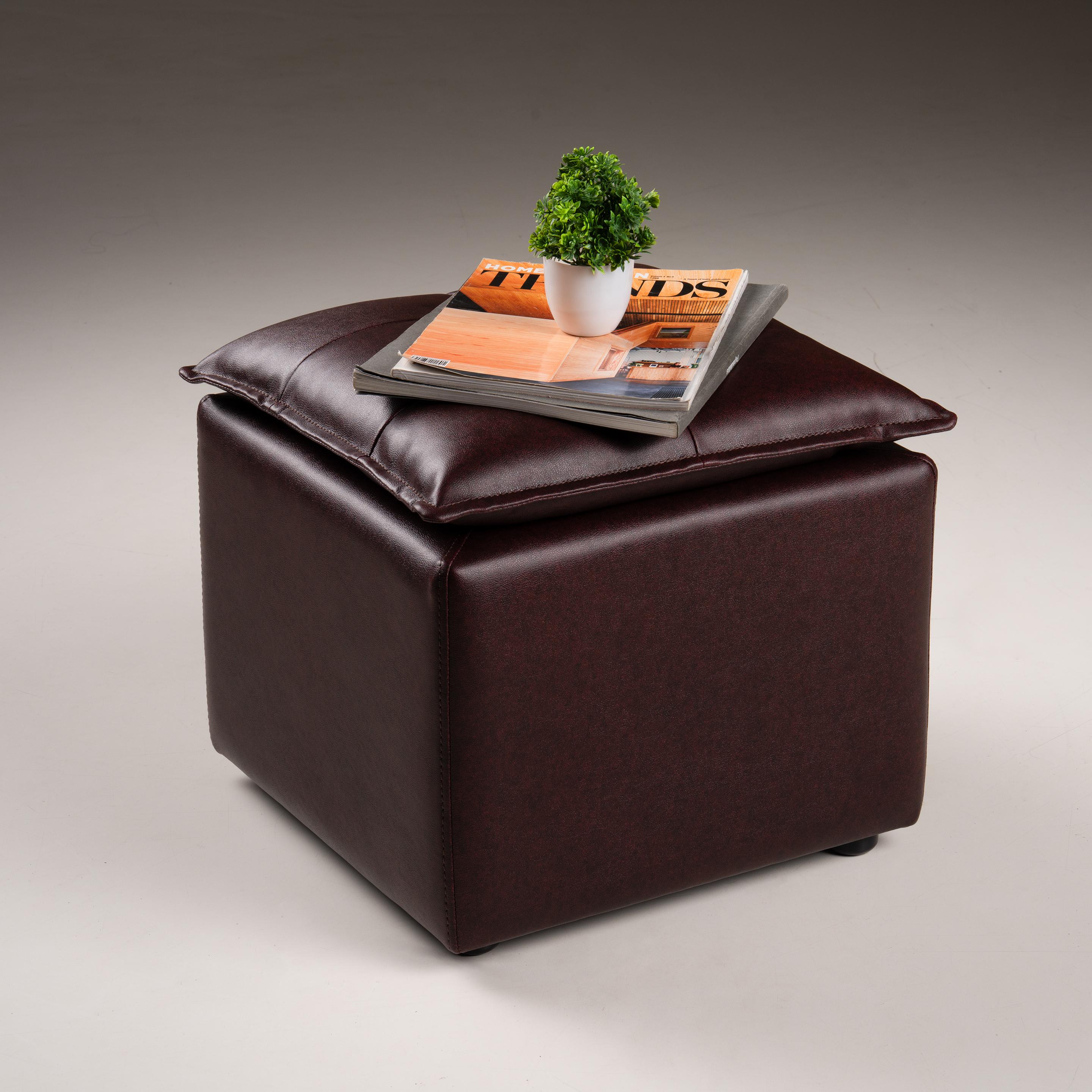 Zoya Leatherette Ottoman in Maroon