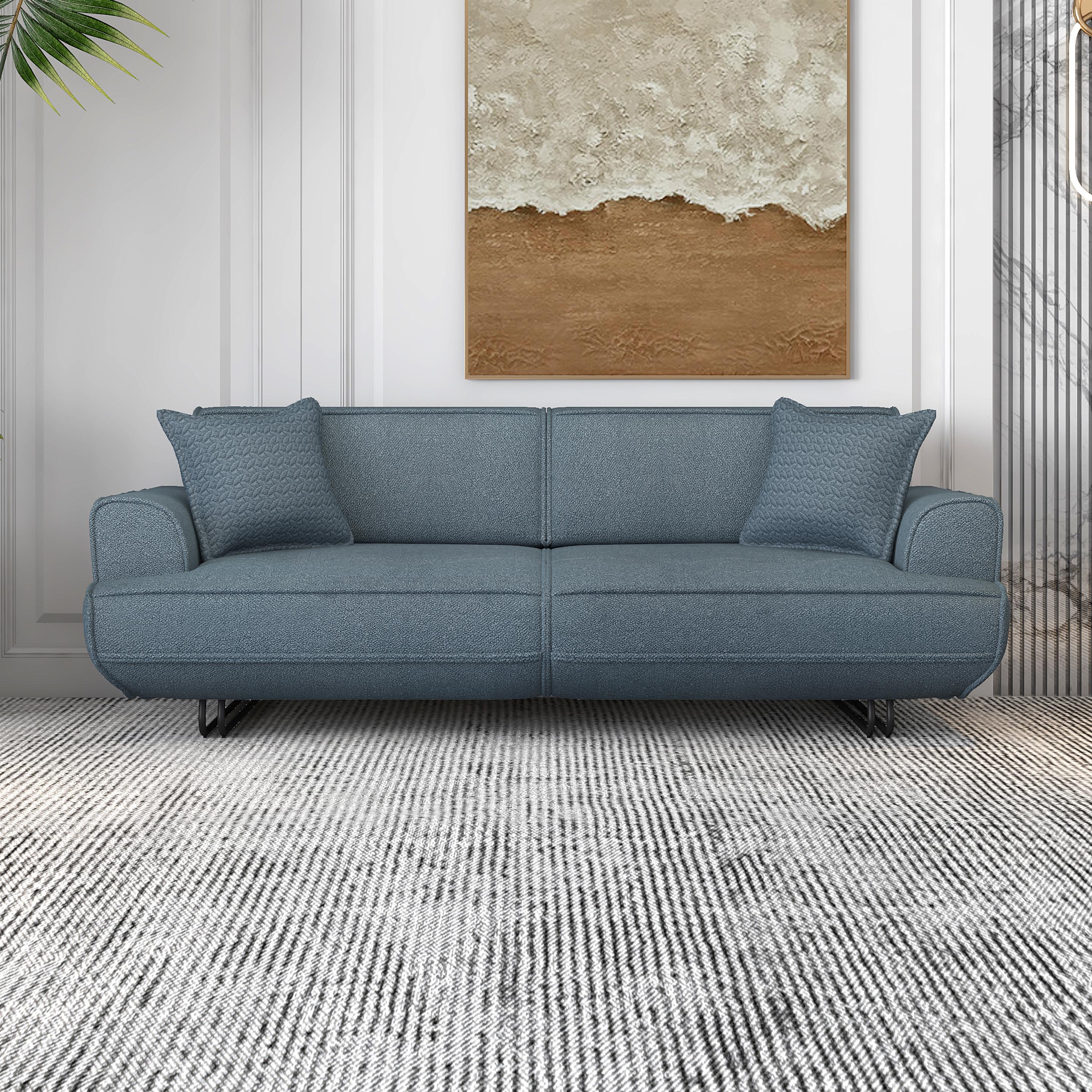 Cassandra Boucle 3 Seater Sofa with Flip-Down Backrest