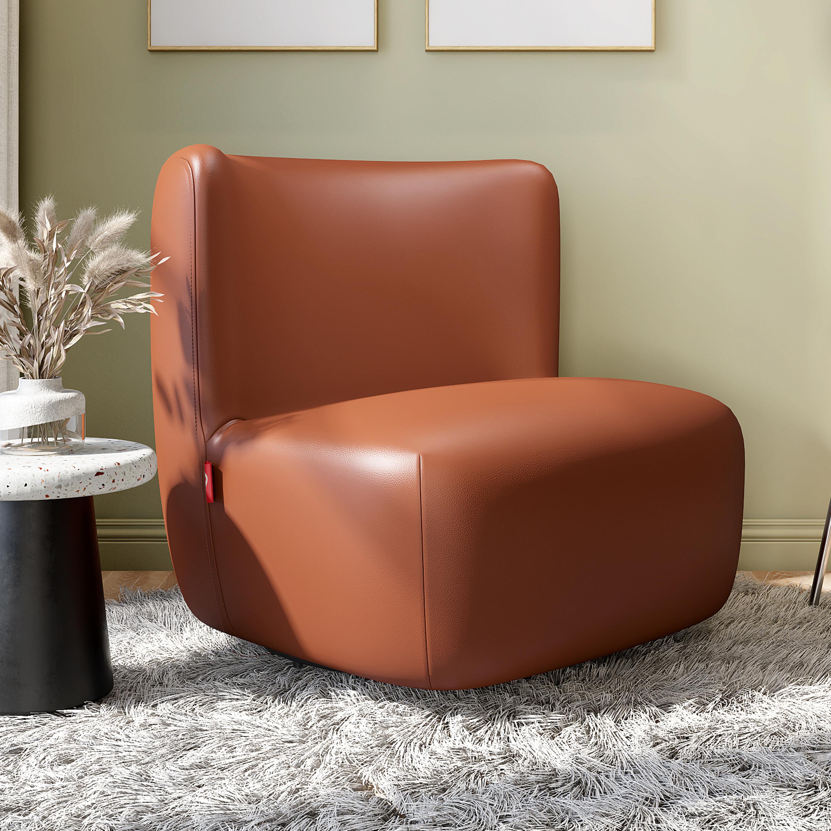Percy Leatherette Lounge Chair in Caramel Brown