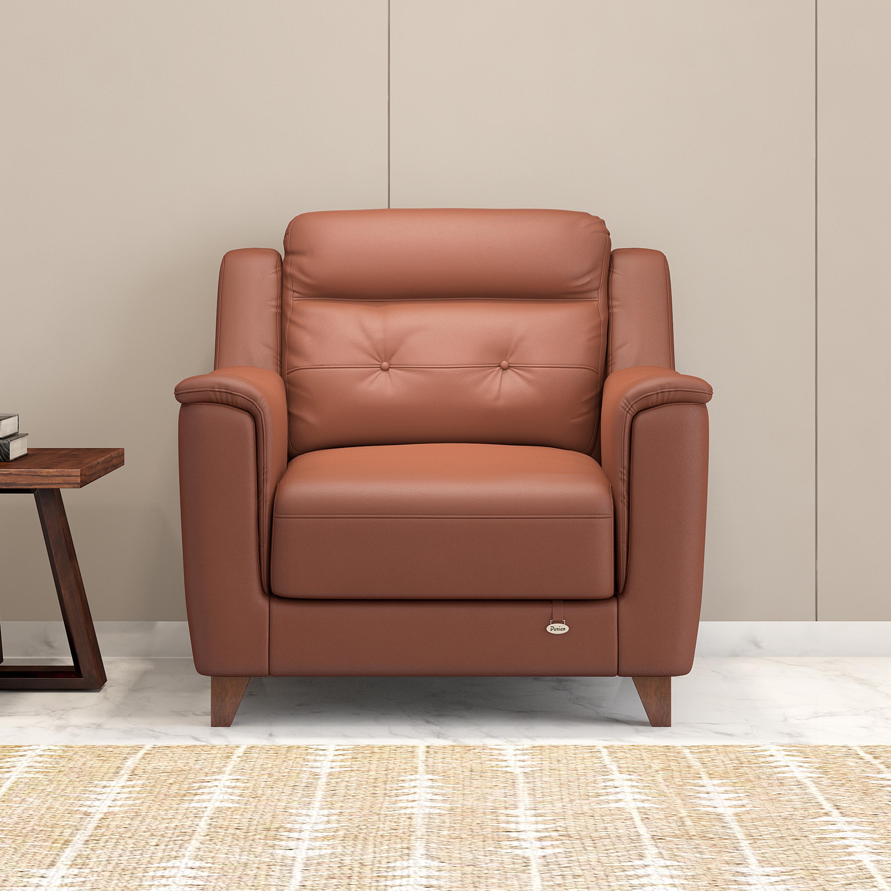 Patrick Leather 1 Seater Sofa in Tan Brown