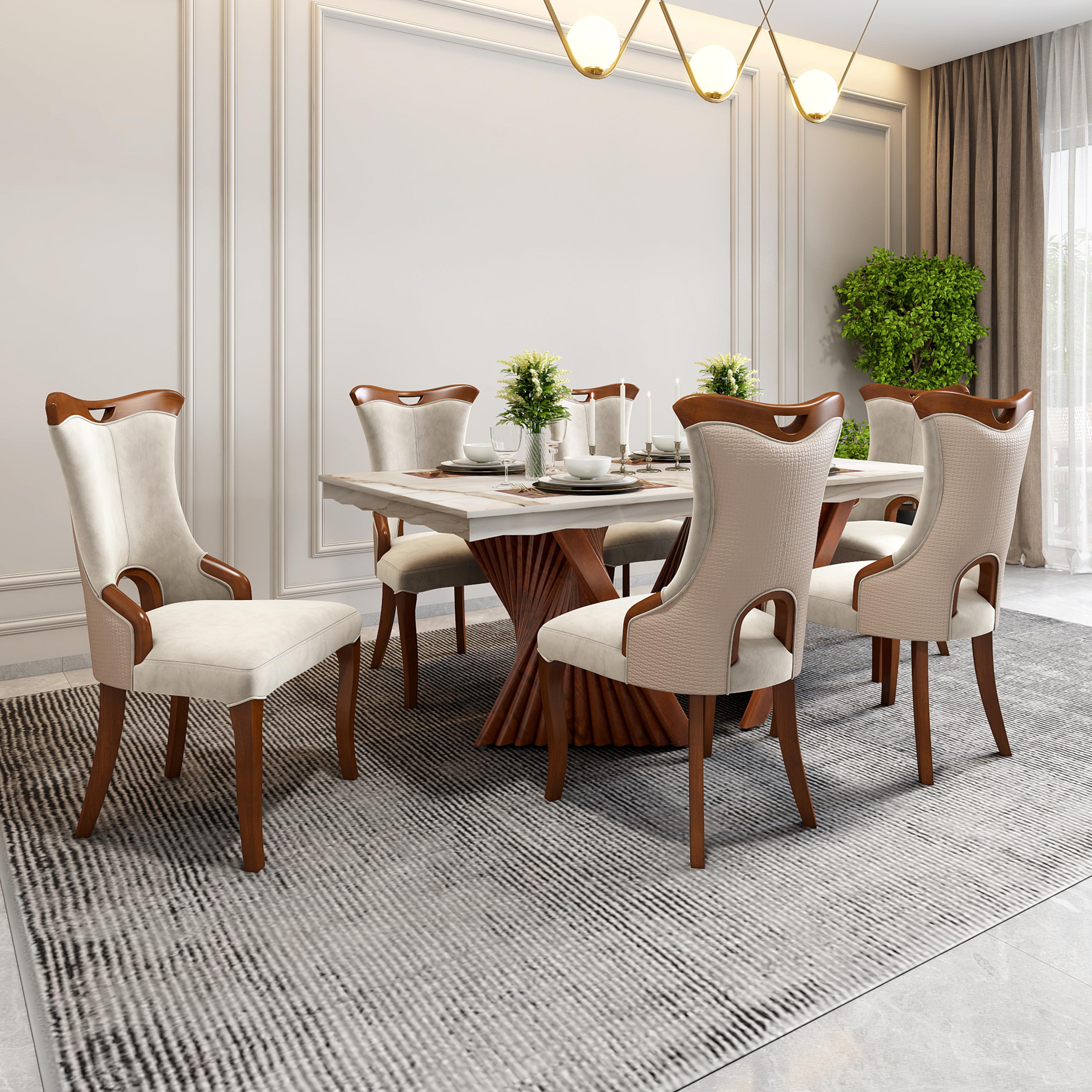 Elanor Marble Top 6 Seater Dining Set