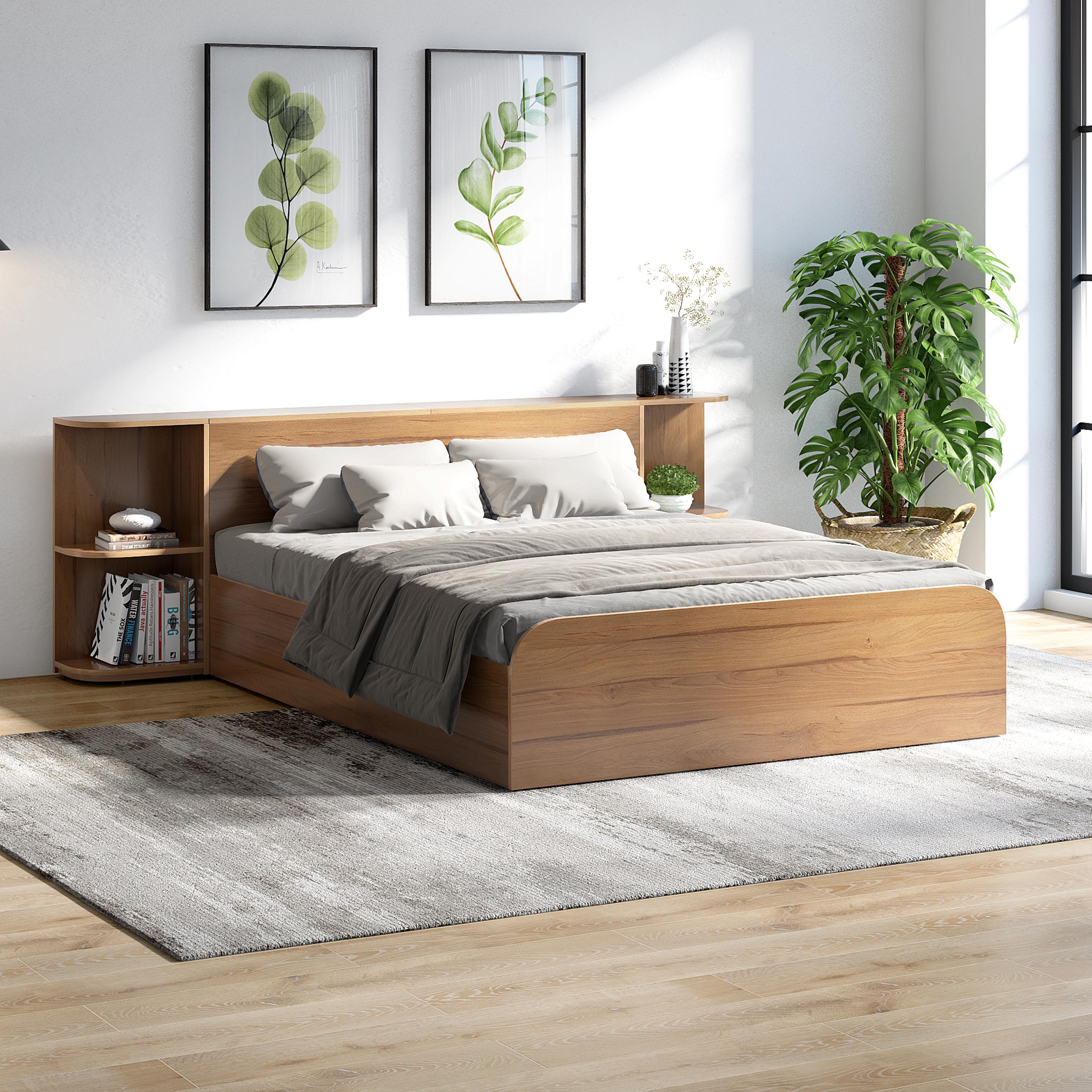 Vienta King Size Bed with Storage Headboard Extensions