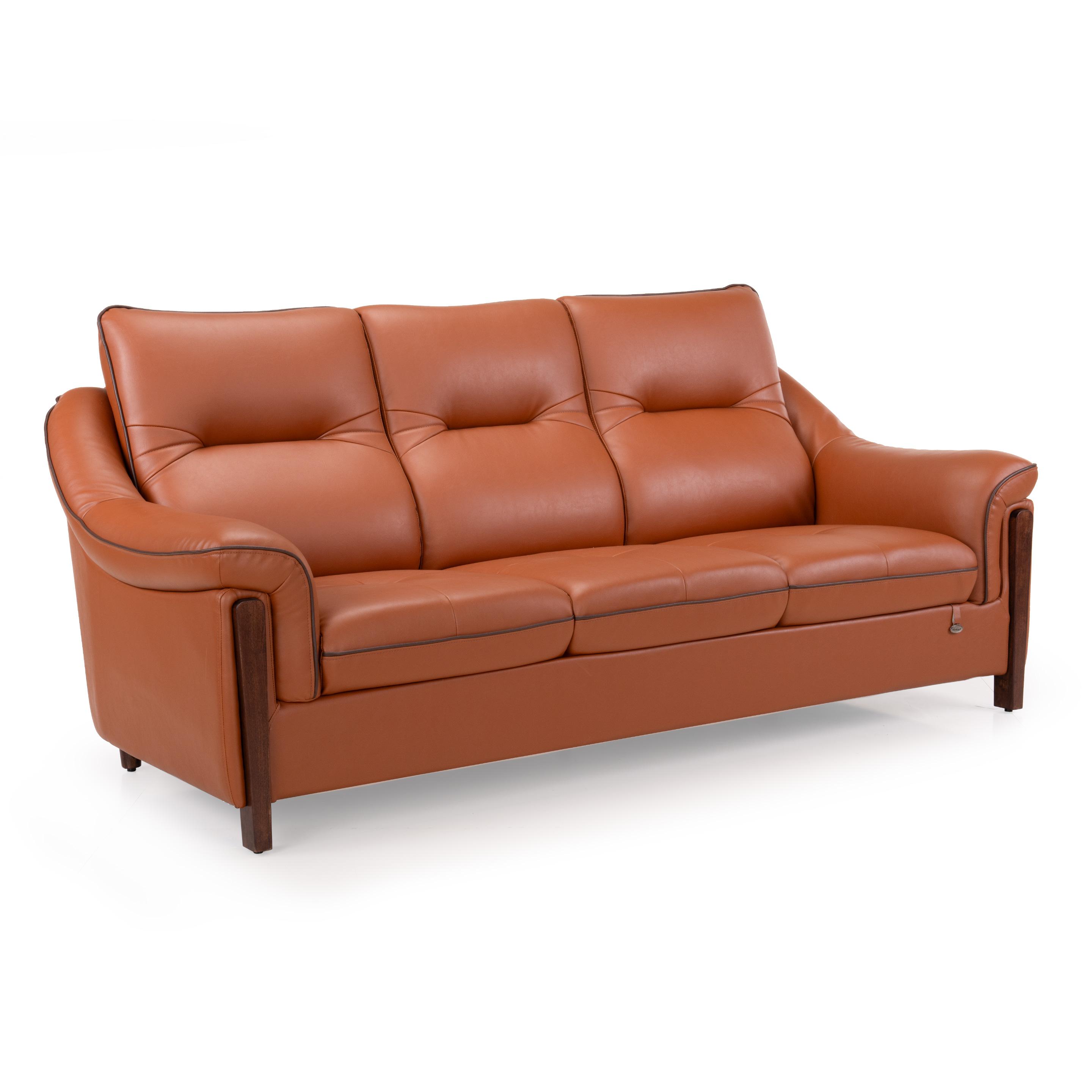 Russet Leatherette 3 Seater Sofa in Cinnamon Brown