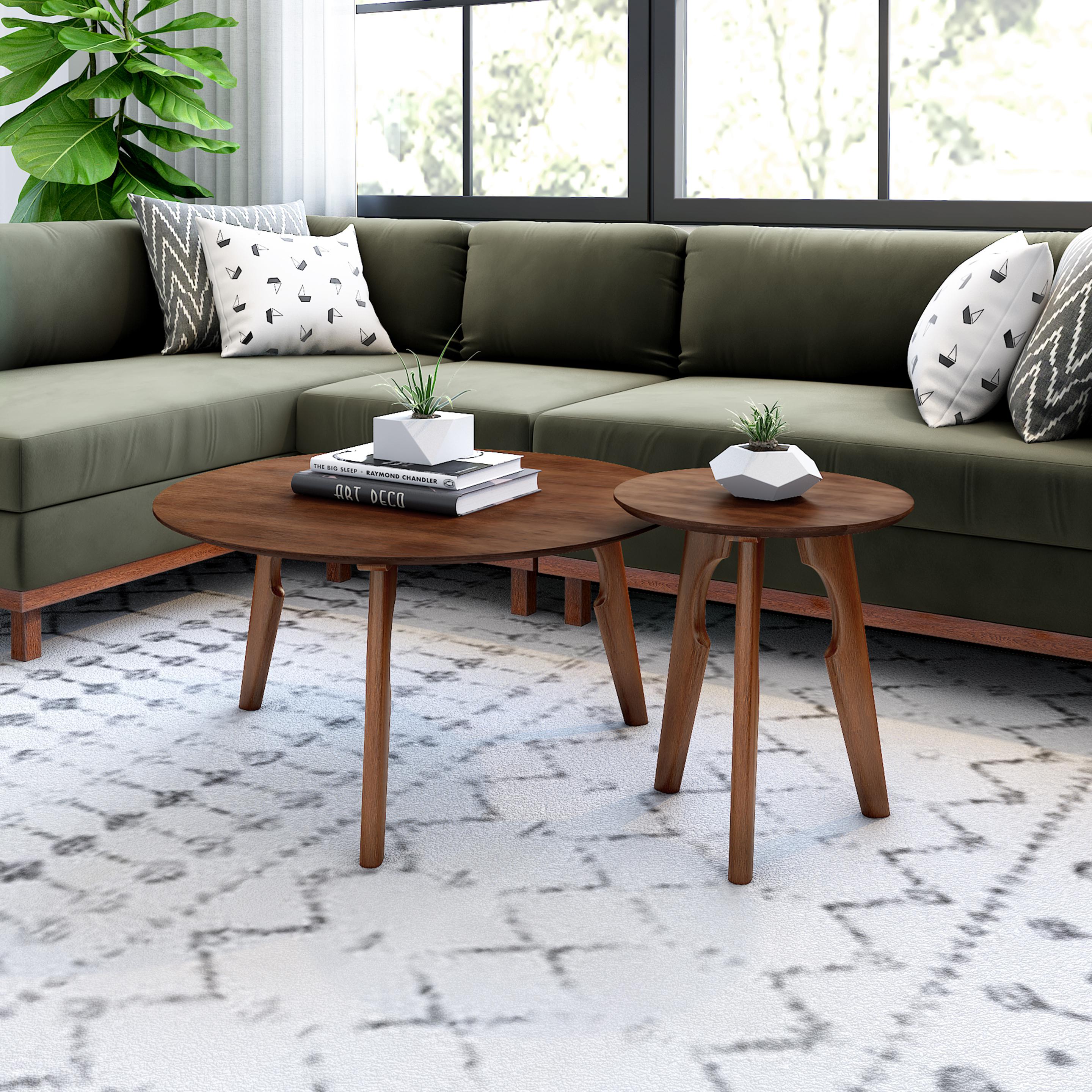 Franco Veneer Coffee Tables in Mohagany Finish, Set of 2