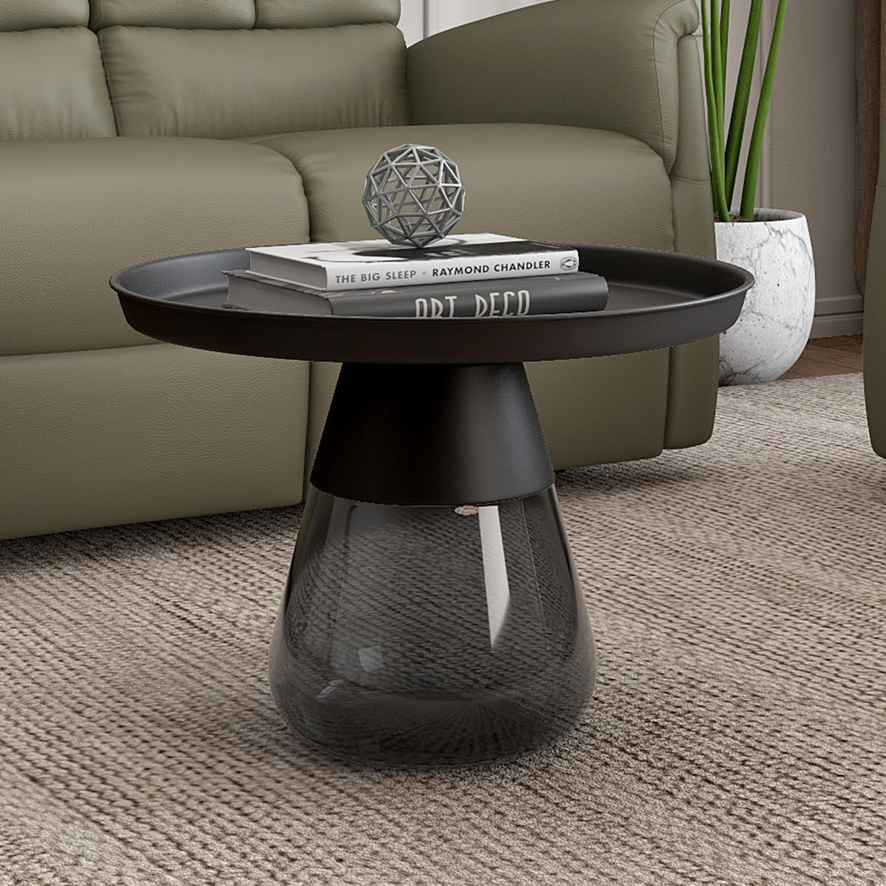 Jessica Metal Tray Top Coffee Table with Glass Base