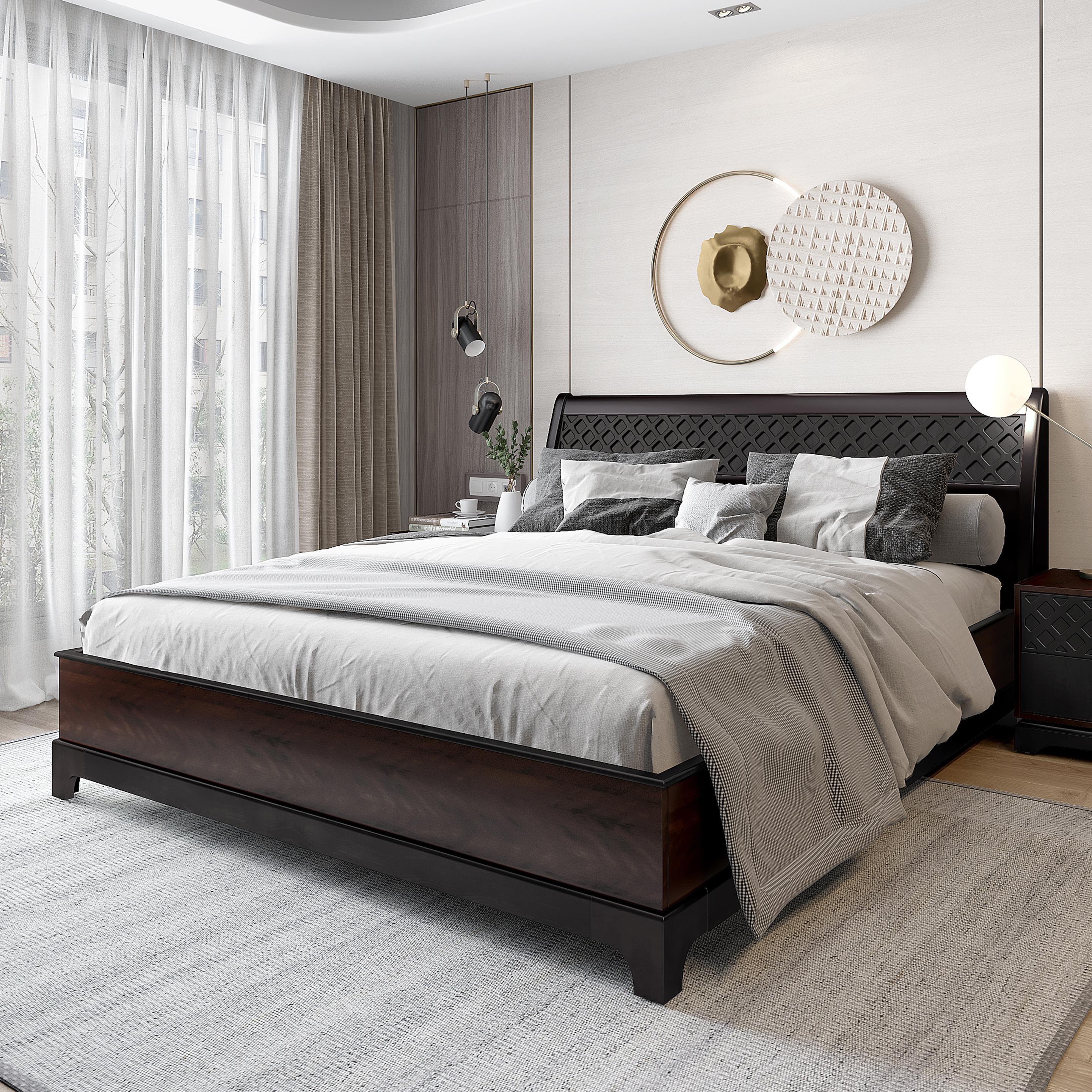Madeline Veneer King Size Bed in  Omaha Cherry