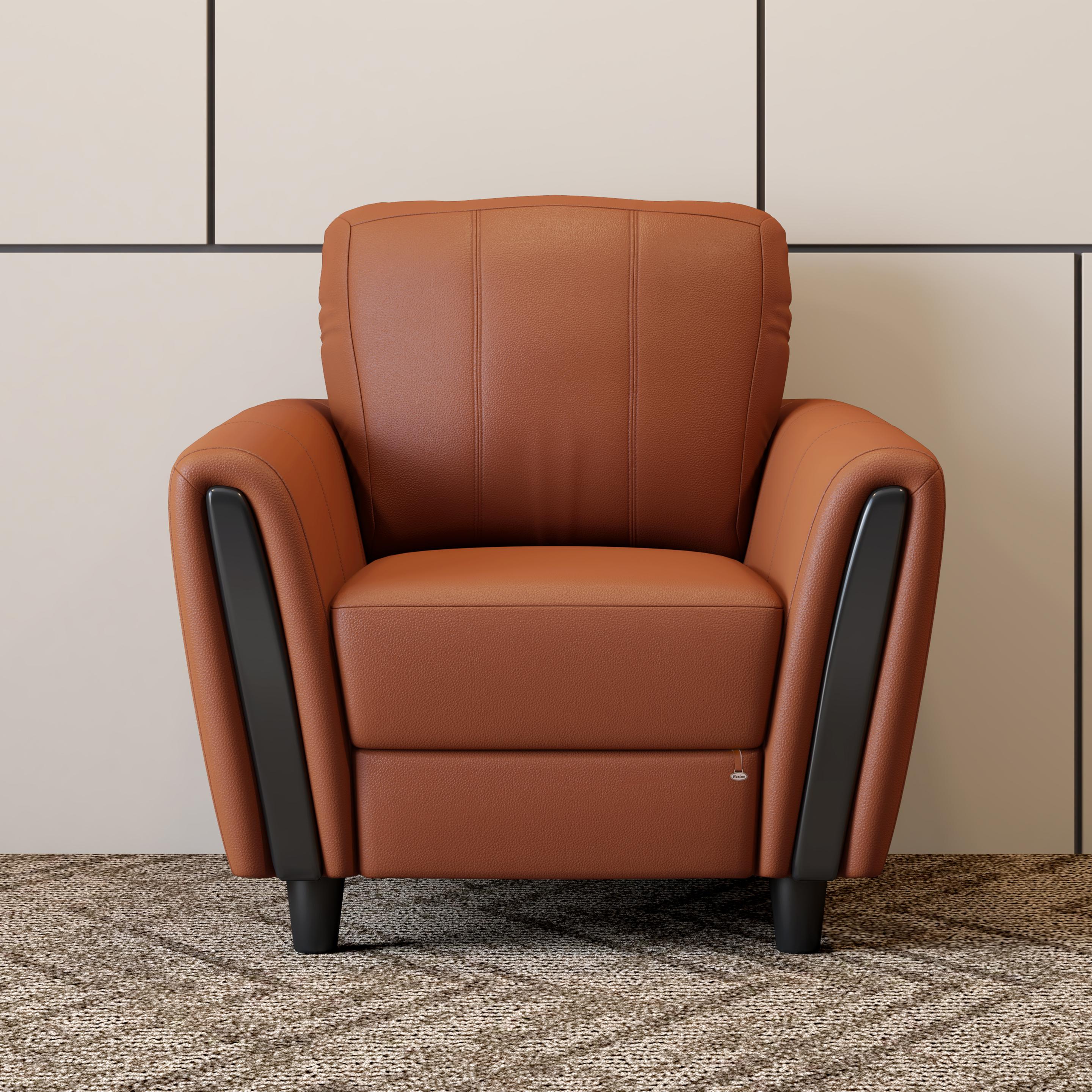 Nadia Leatherette 1 Seater Sofa in Cinnamon Brown