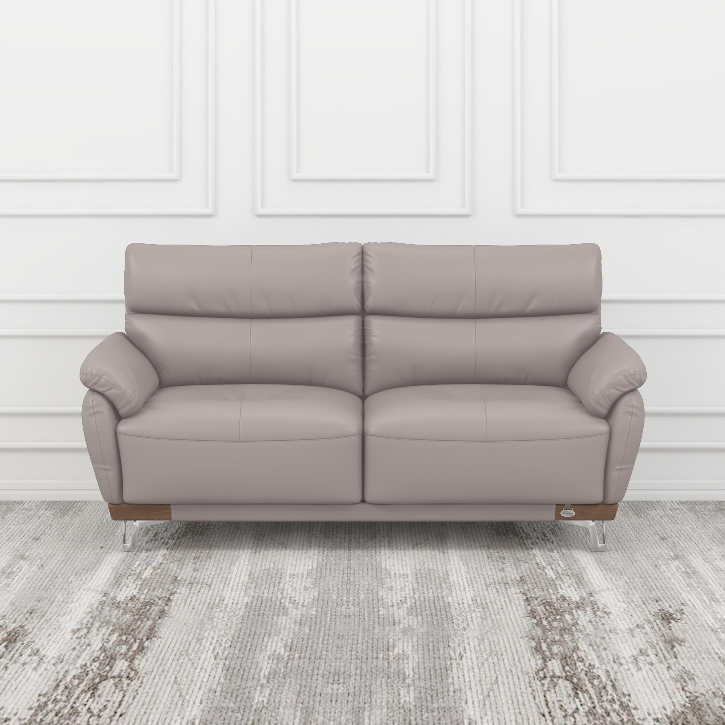 Perry Leather 2 Seater Sofa in Light Grey