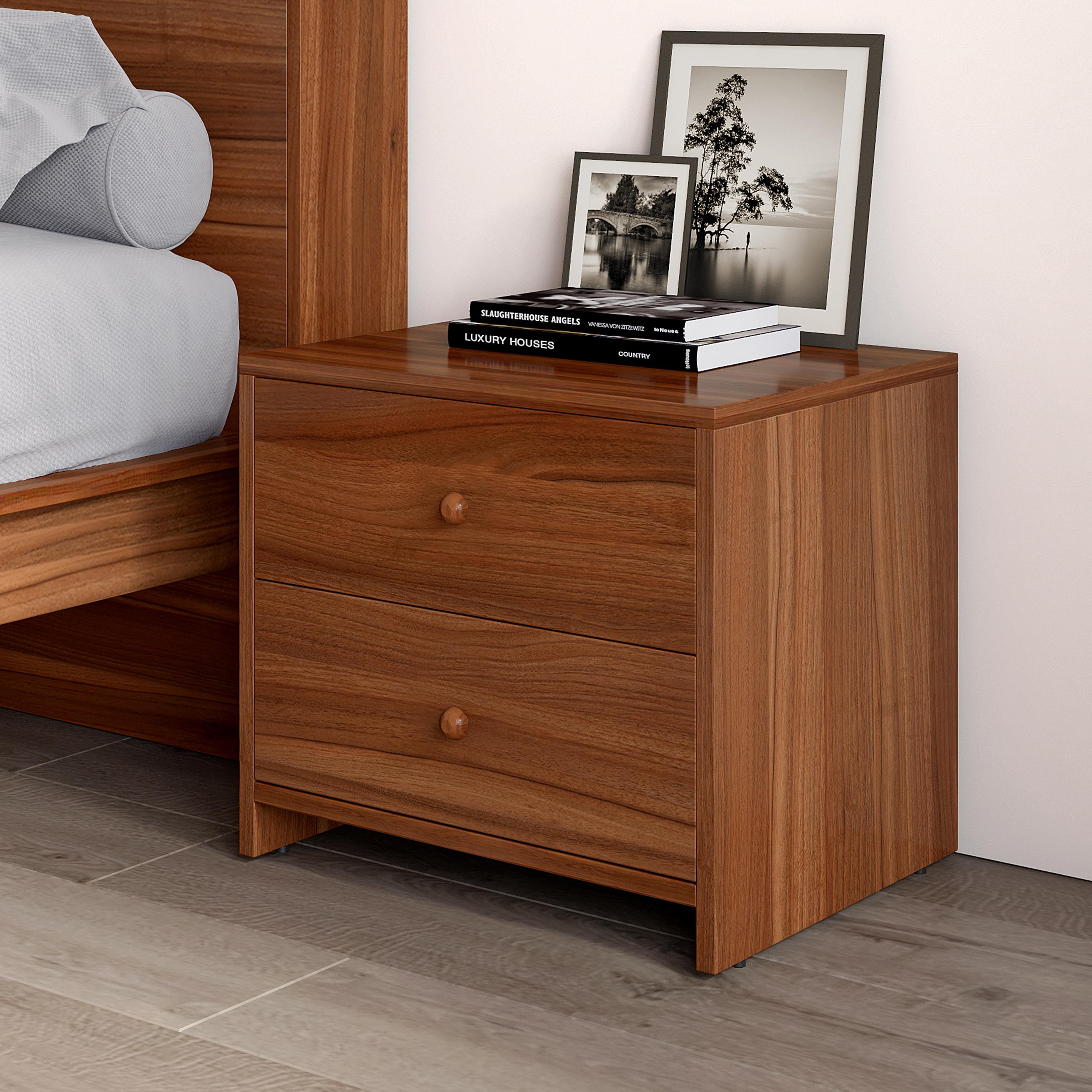 Alister Bed Side Table in Walnut Finish