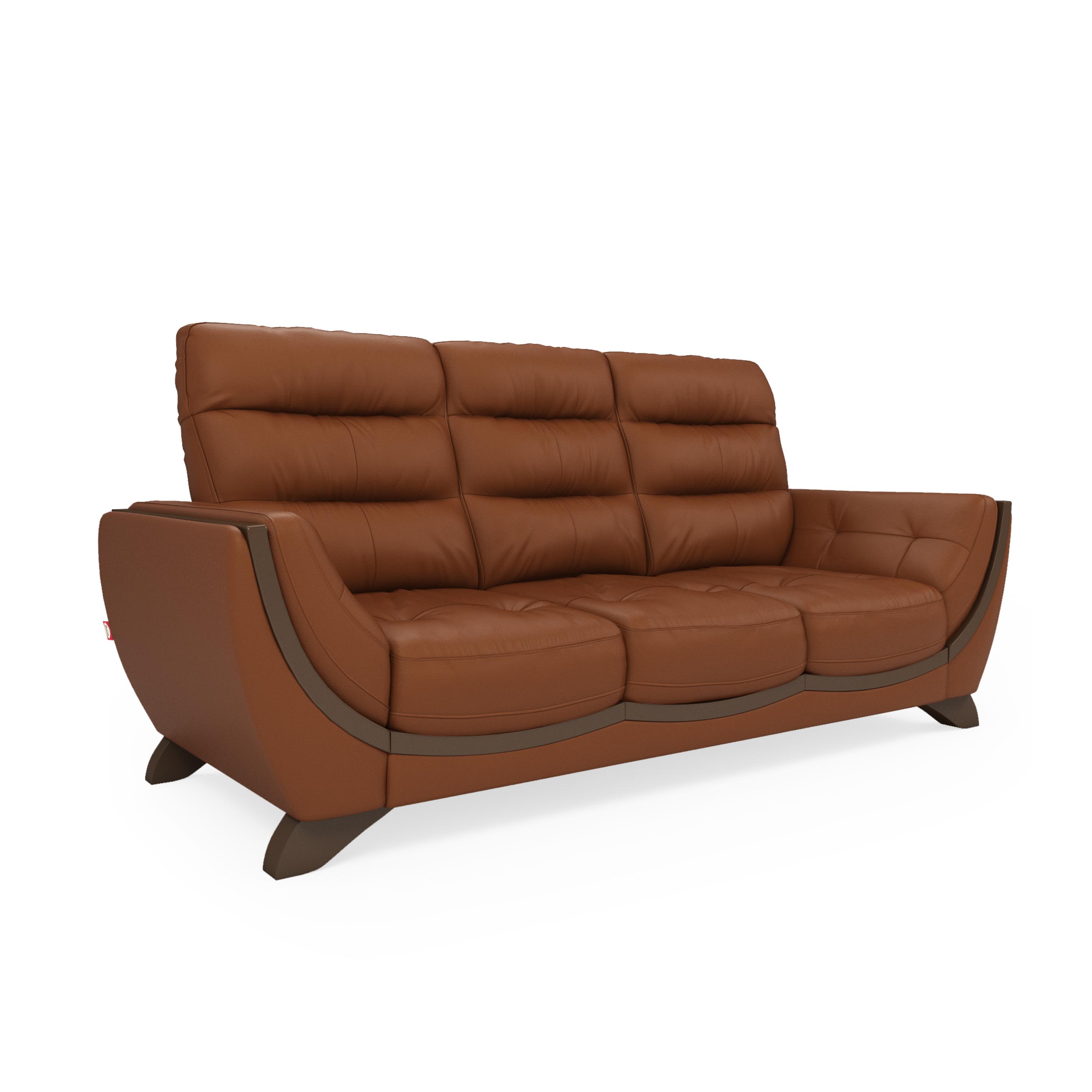 Buy Davos Three Seater Cinnamon Brown Leatherette Sofa At Durian 904611714650462