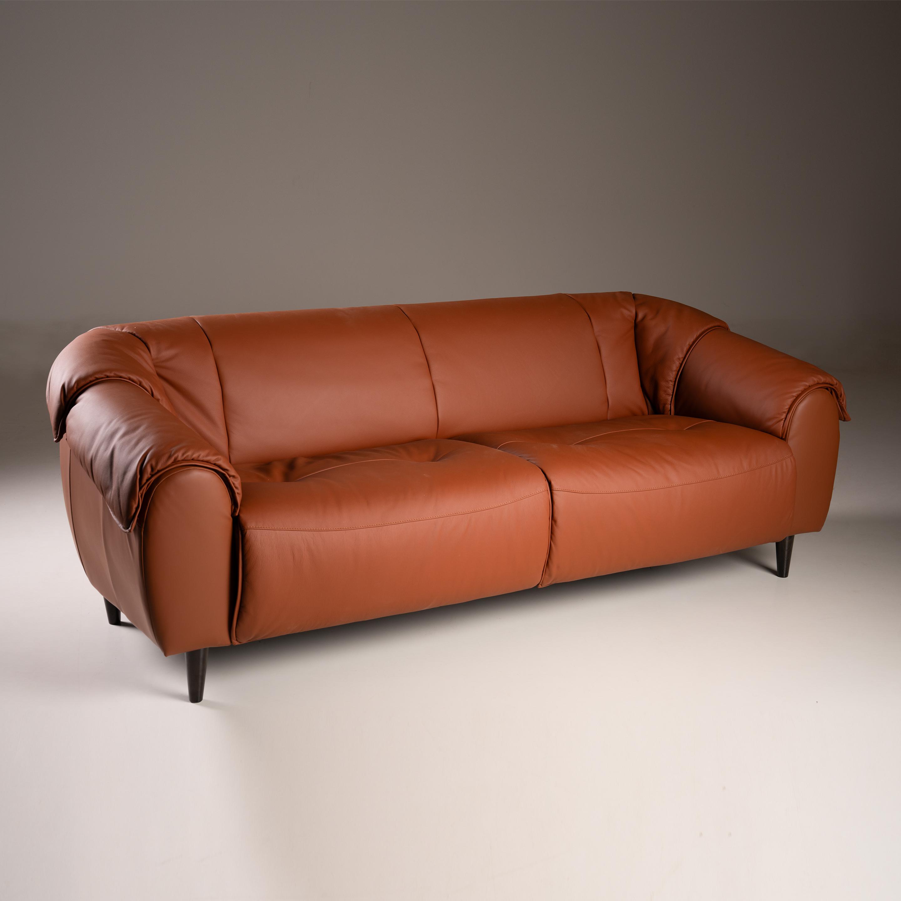 Zenith Leather 3 Seater Sofa in Warm Brown