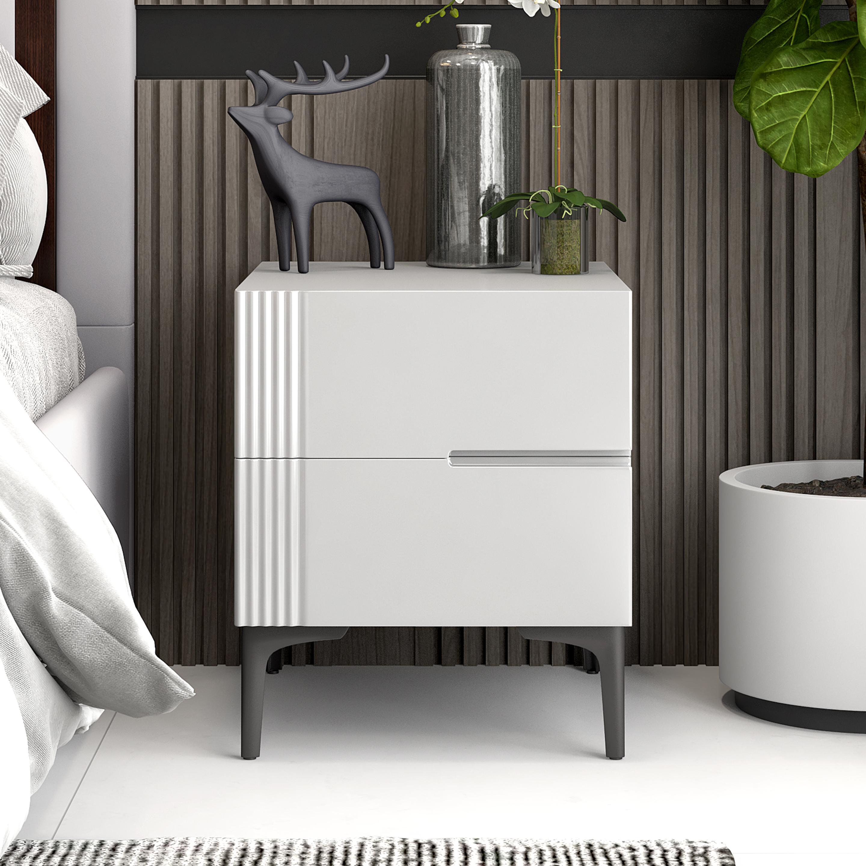 White Ribbed Rounded Bedside Table Perth Buy Perth White Engineered Wood Bedside Table Online at Durian