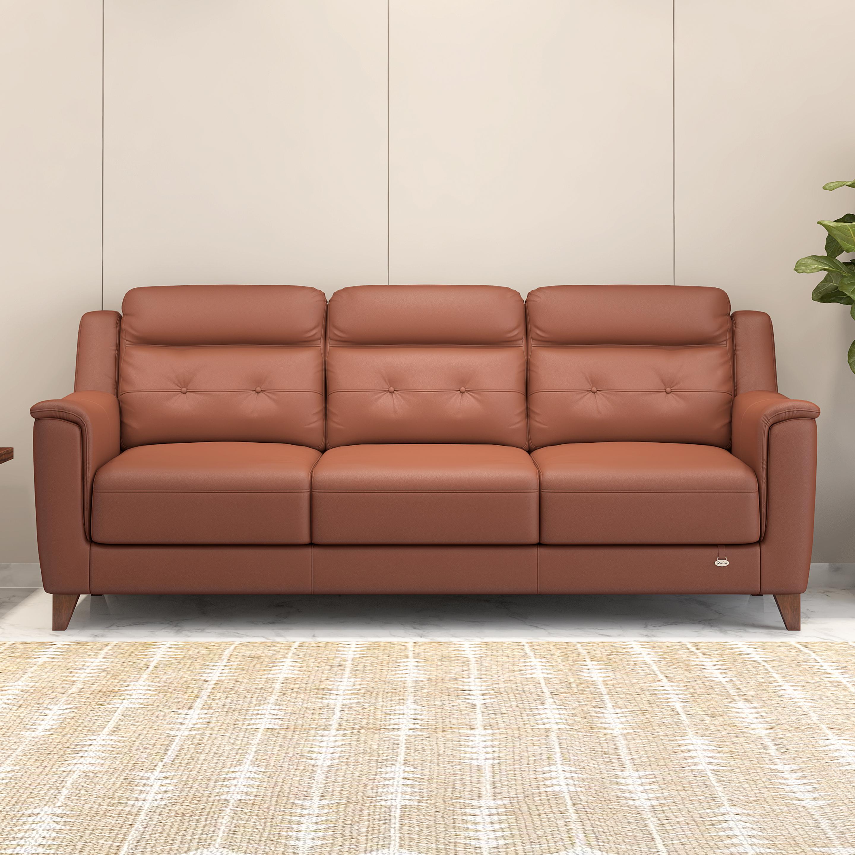 Patrick Leather 3 Seater Sofa in Tan Brown