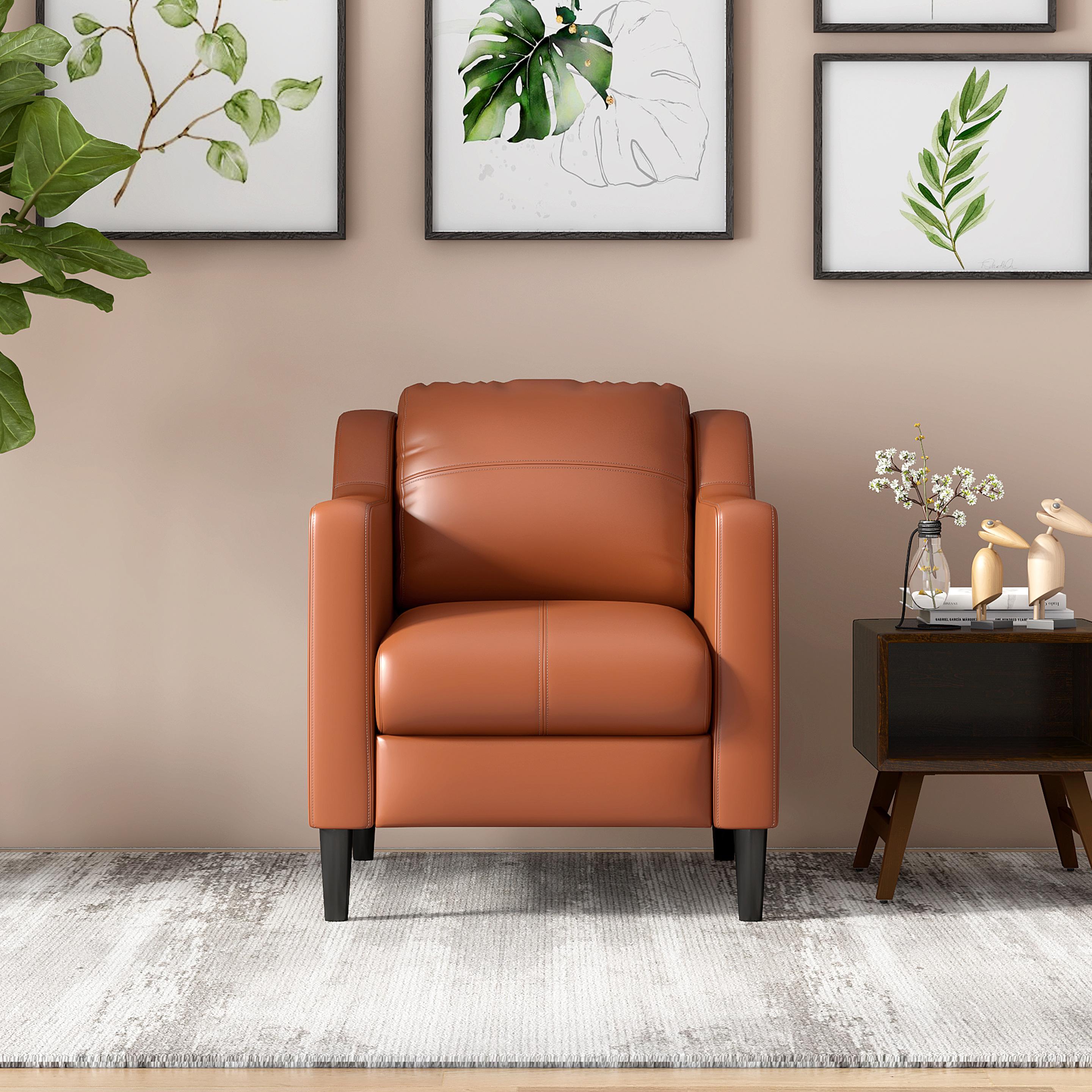 Jordana Leatherette 1 Seater Sofa in Tan Brown