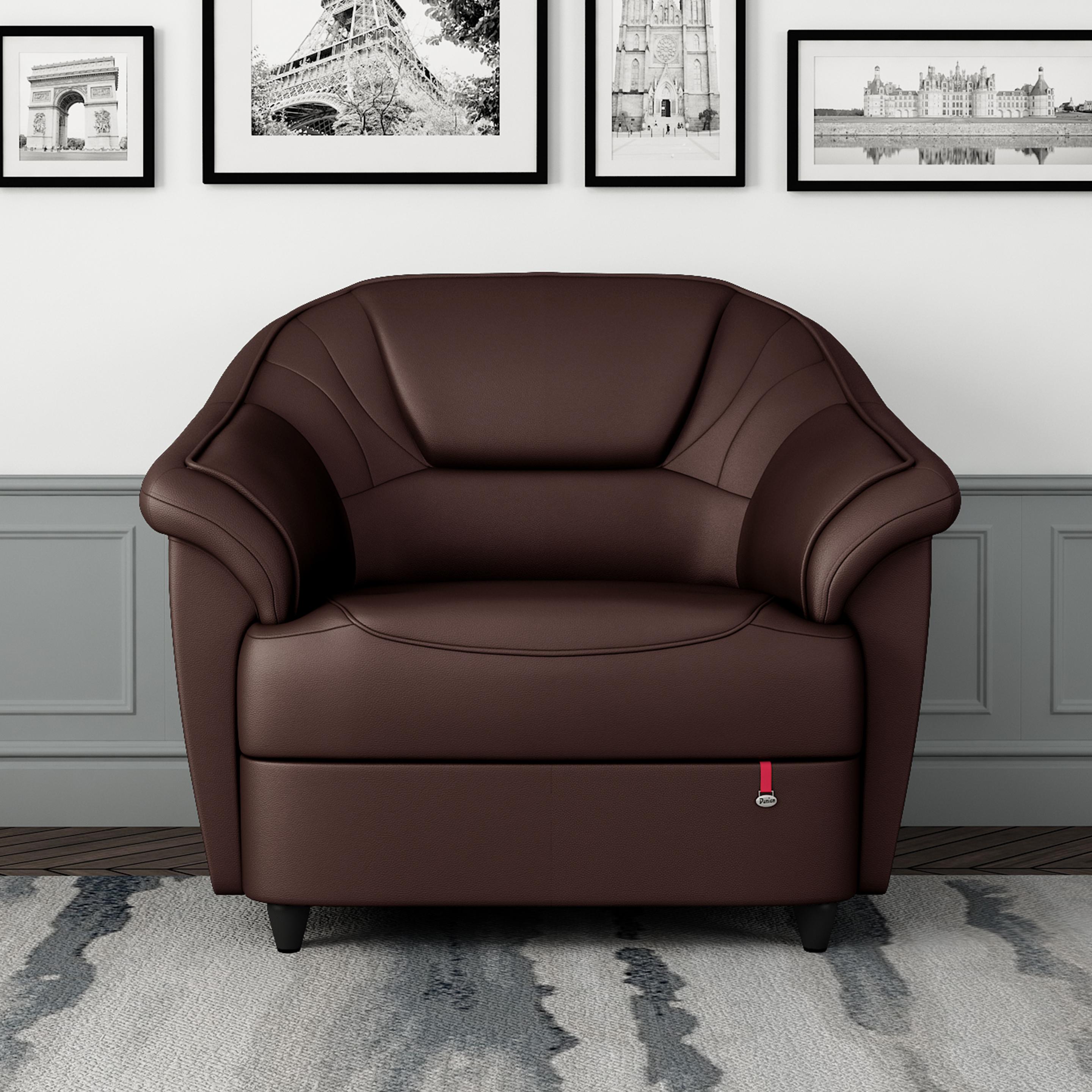Berry/55001 Leatherette 1 Seater Sofa in Cocoa Brown