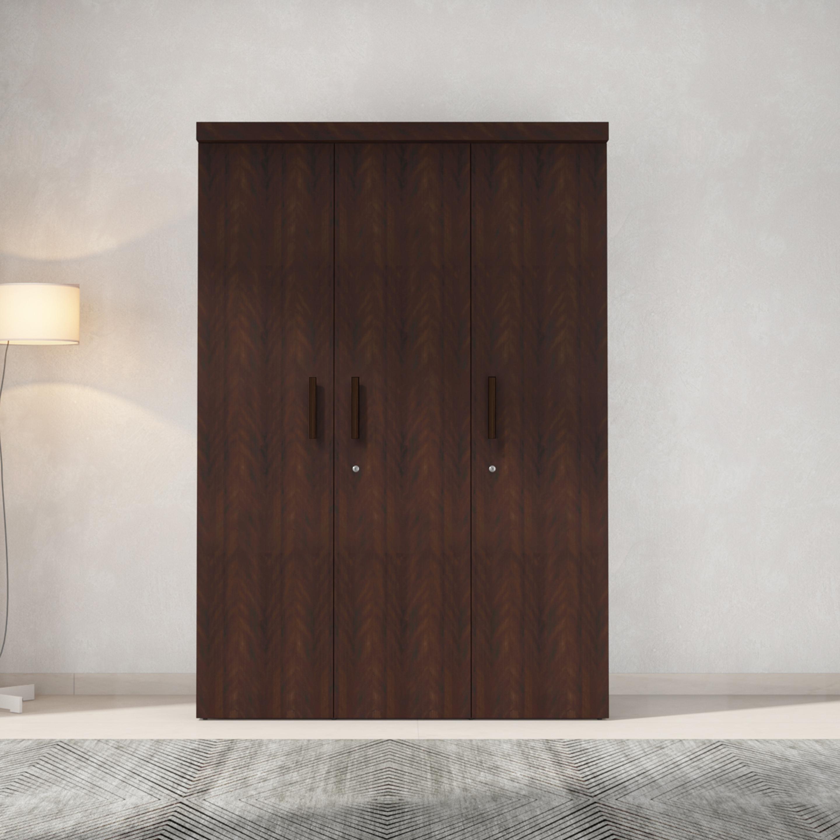 Nina 3 Door Wardrobe in Dark Cherry Finish