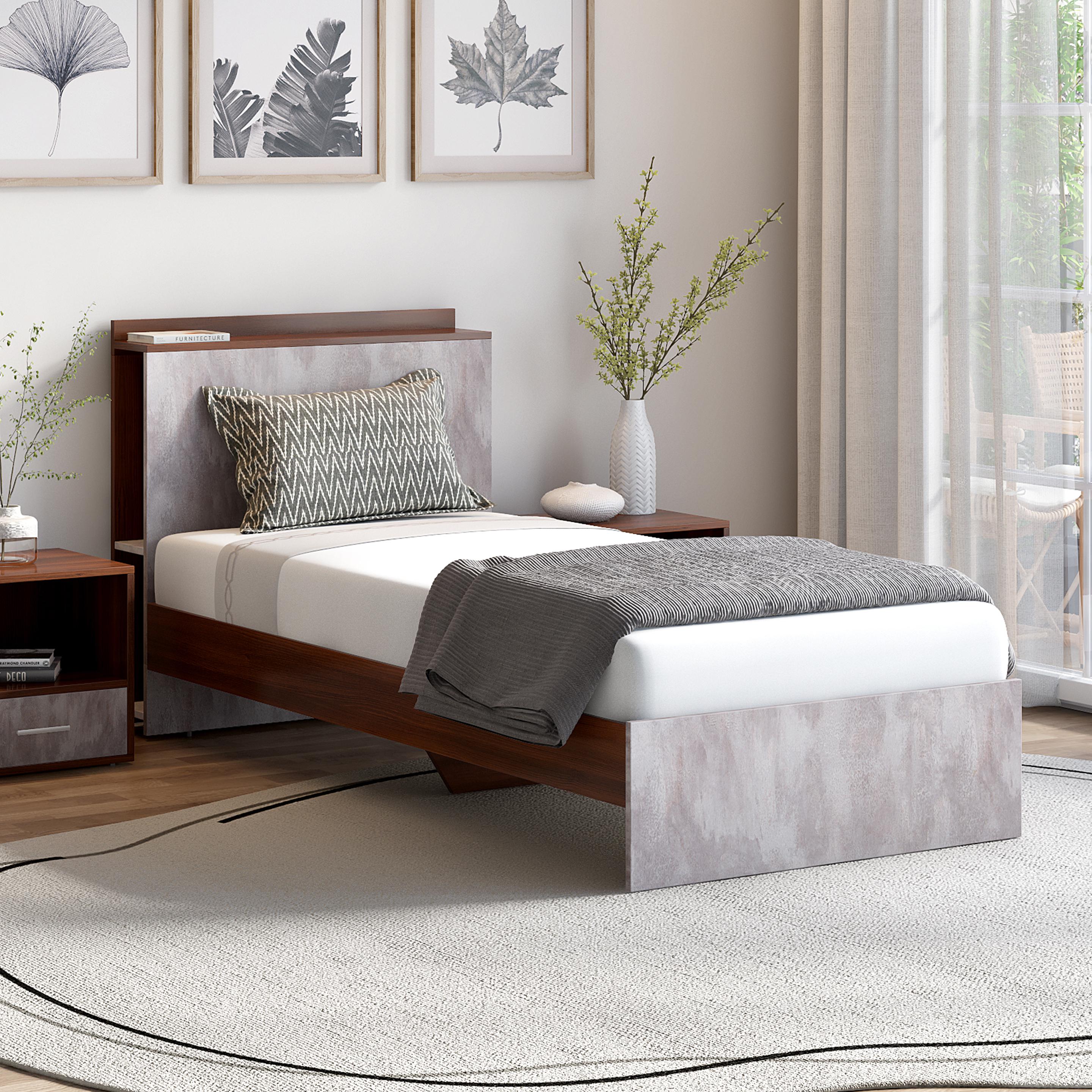 Claudia Single Bed in Textured Greige Finish