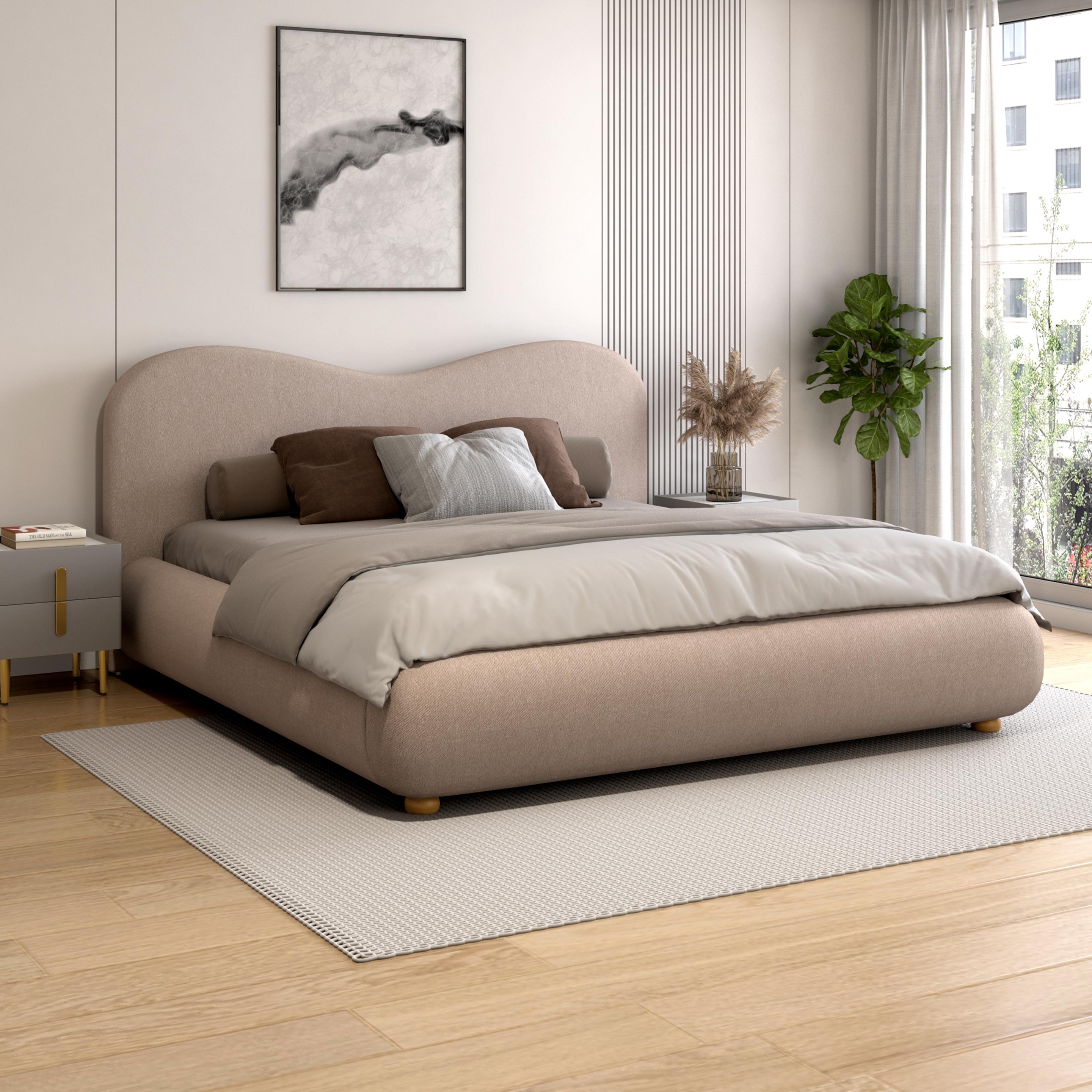 Ripple Upholstered King Size Bed with Hydraulic Storage