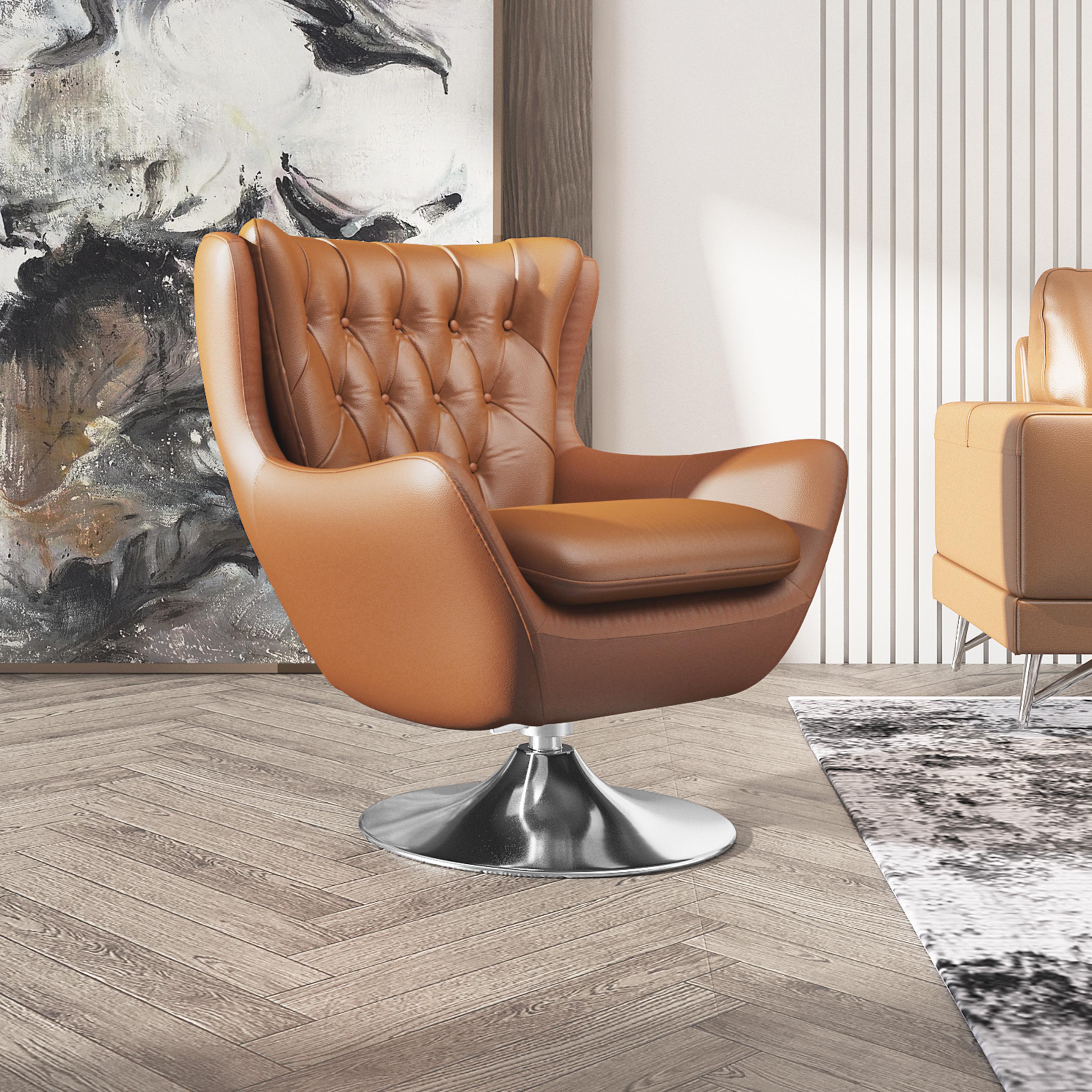 Rosslyn Leather Lounge Chair with Swivel Function