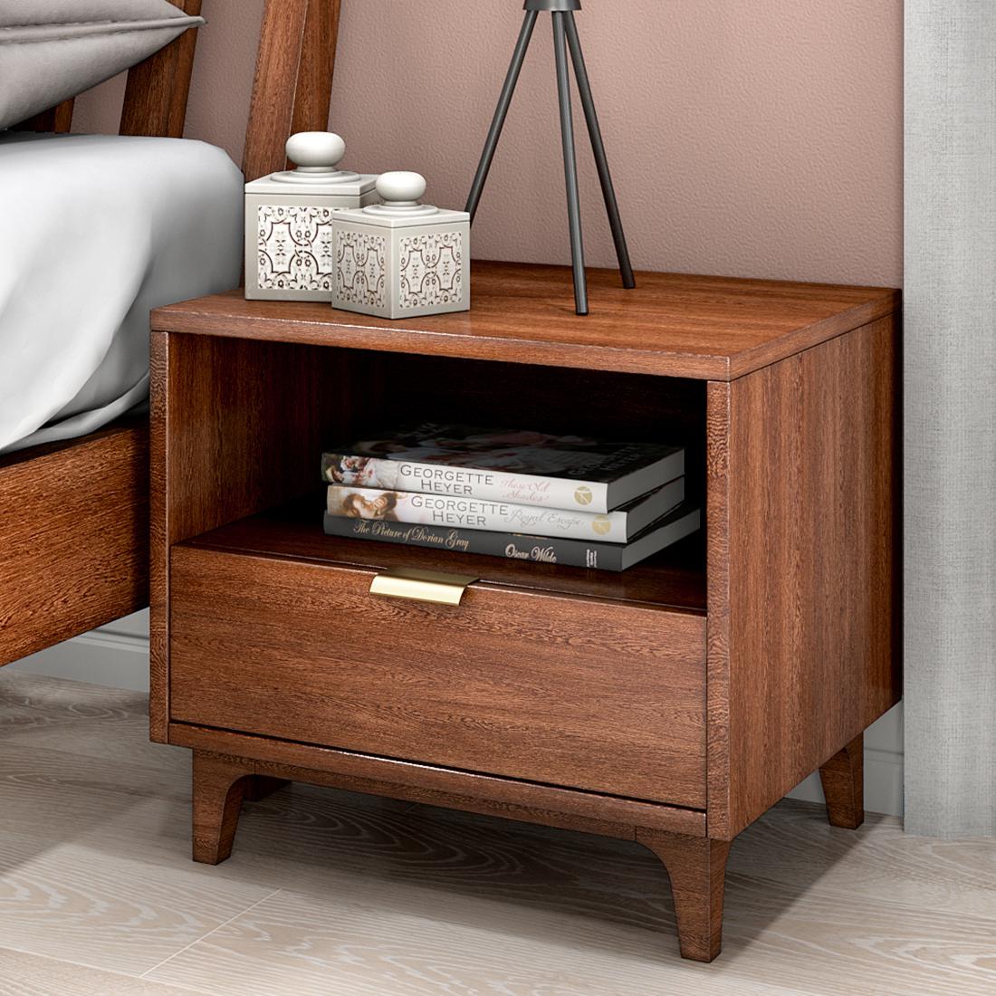  Olivia Bed Side Table in Dark Oak Finish