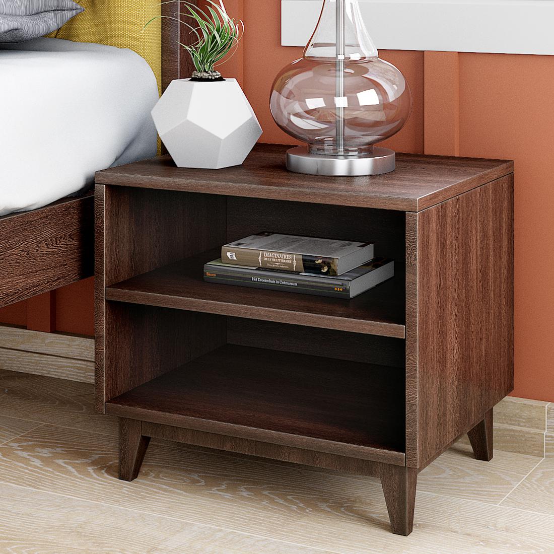 York Bed Side Table in Walnut Finish