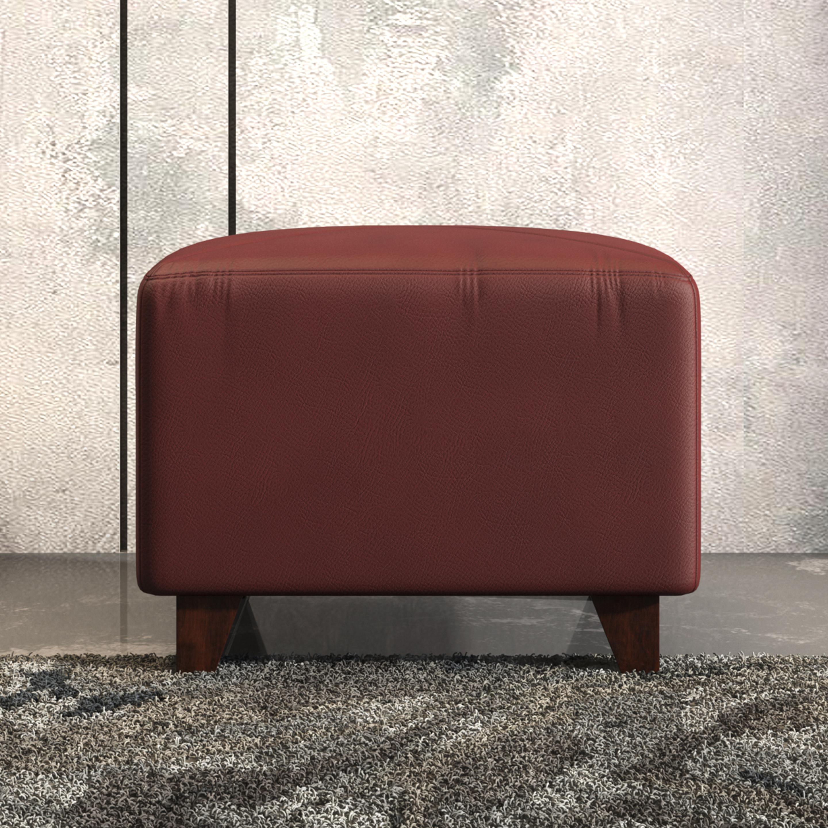 Patrick Premium Leatherette Ottoman in Brick Red