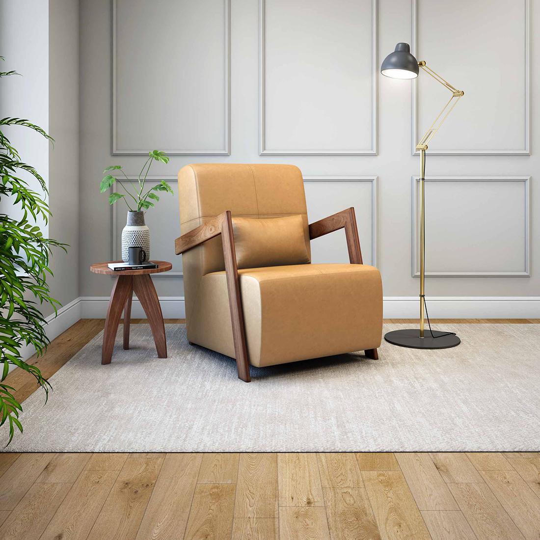 Rachel Leatherette Lounge Chair in Camel Brown