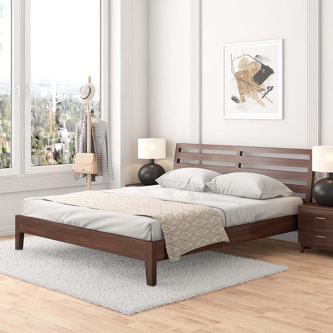 Buy Fern Brown Solid Wood King Size Bed Online In India At Durian