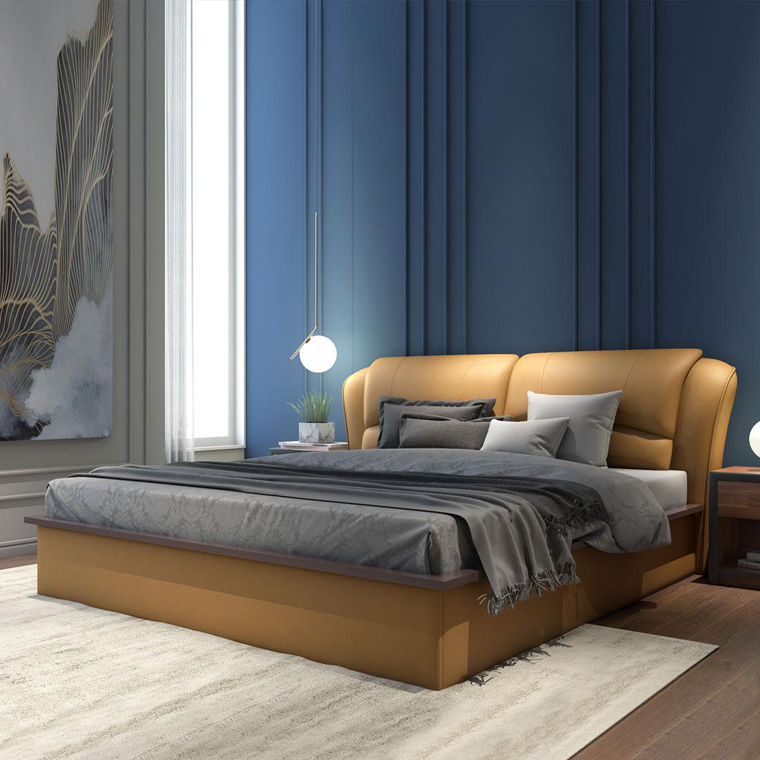 Winston Premium Leatherette King Bed with Hydraulic Storage