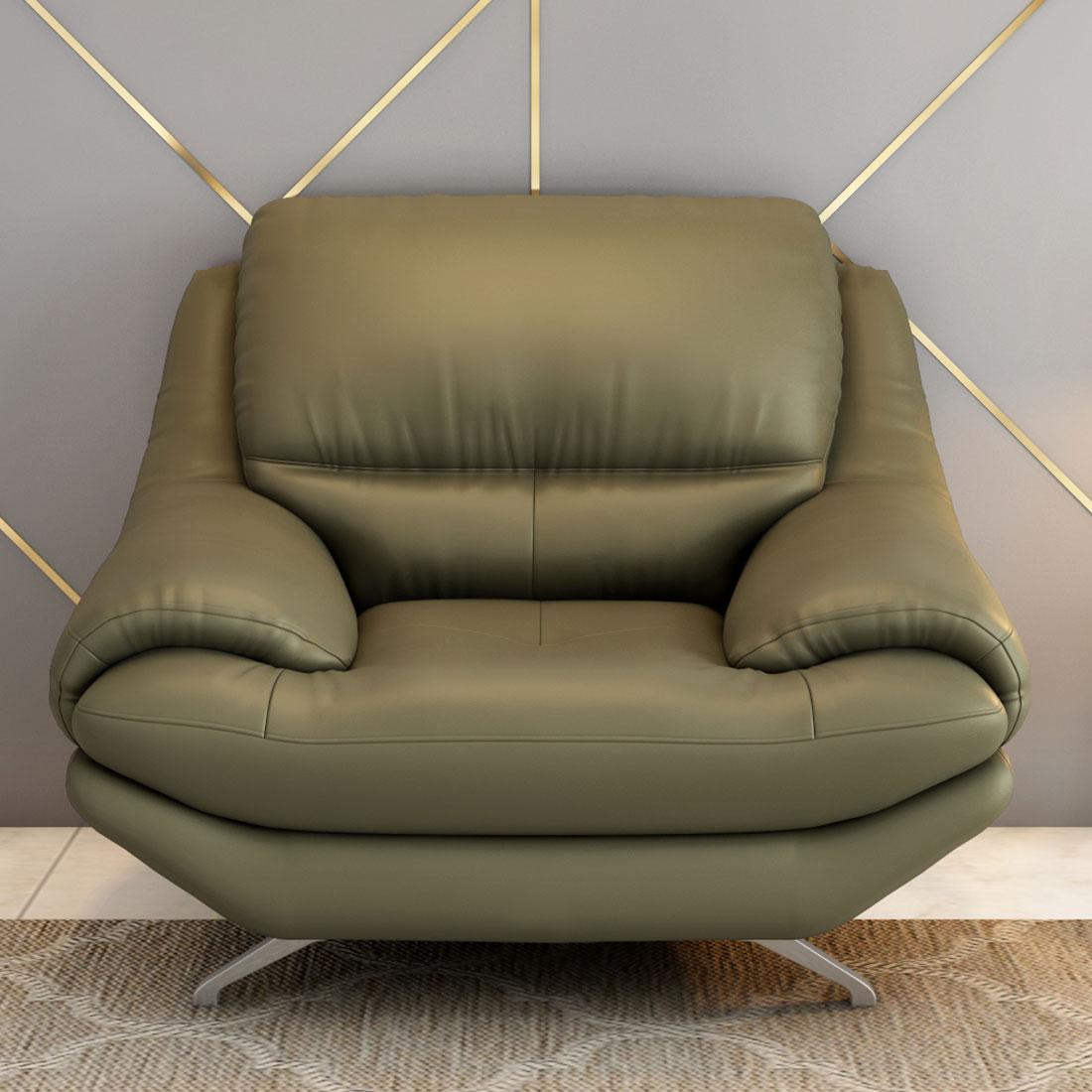 Buy Clarkson Leatherette 1 Seater Olive Green Sofa Online At Durian