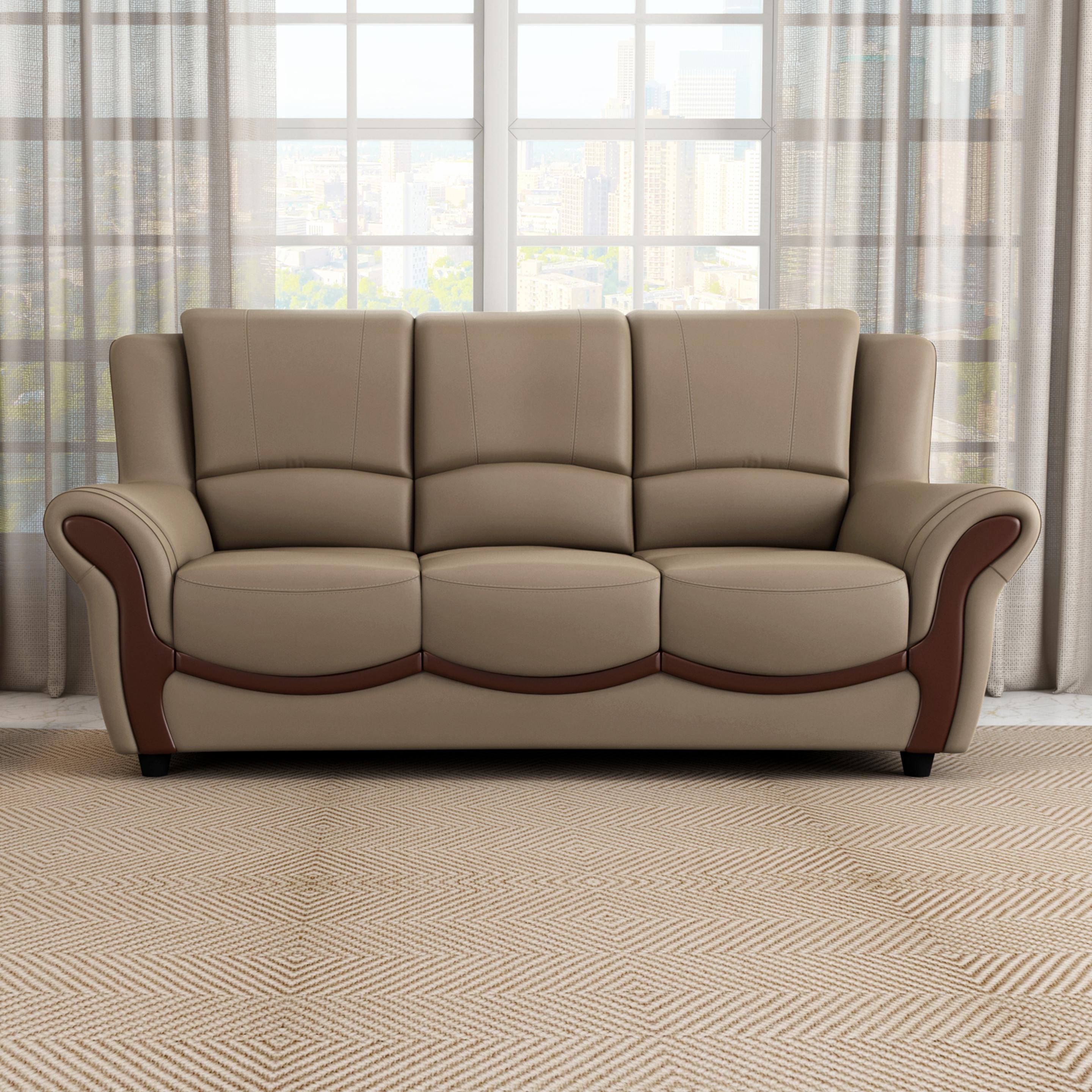 Blos/37930 Leatherette - 3 Seater Sofa in Mushroom Brown