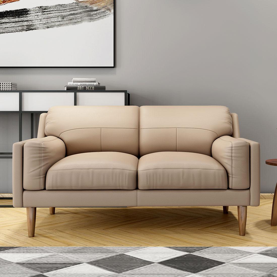 Lorraine Leatherette 2 Seater Sofa in Mushroom Brown
