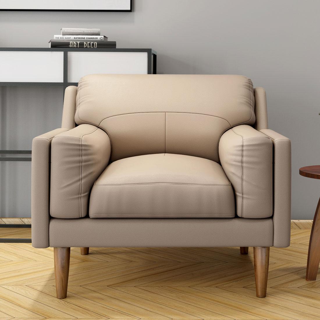 Lorraine Leatherette 1 Seater Sofa in Mushroom Brown