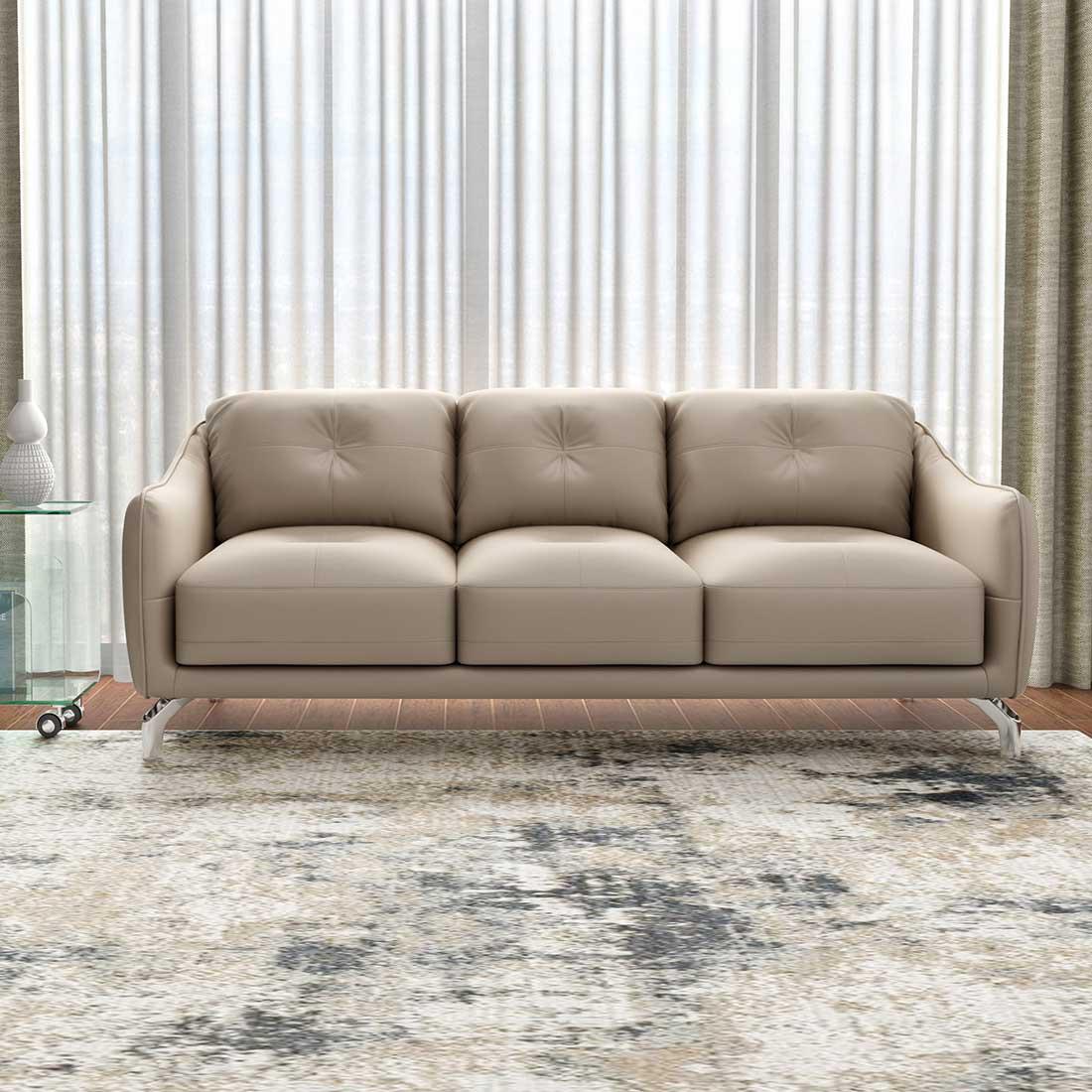 Skyler Leather - 3 Seater Sofa in Mushroom Brown
