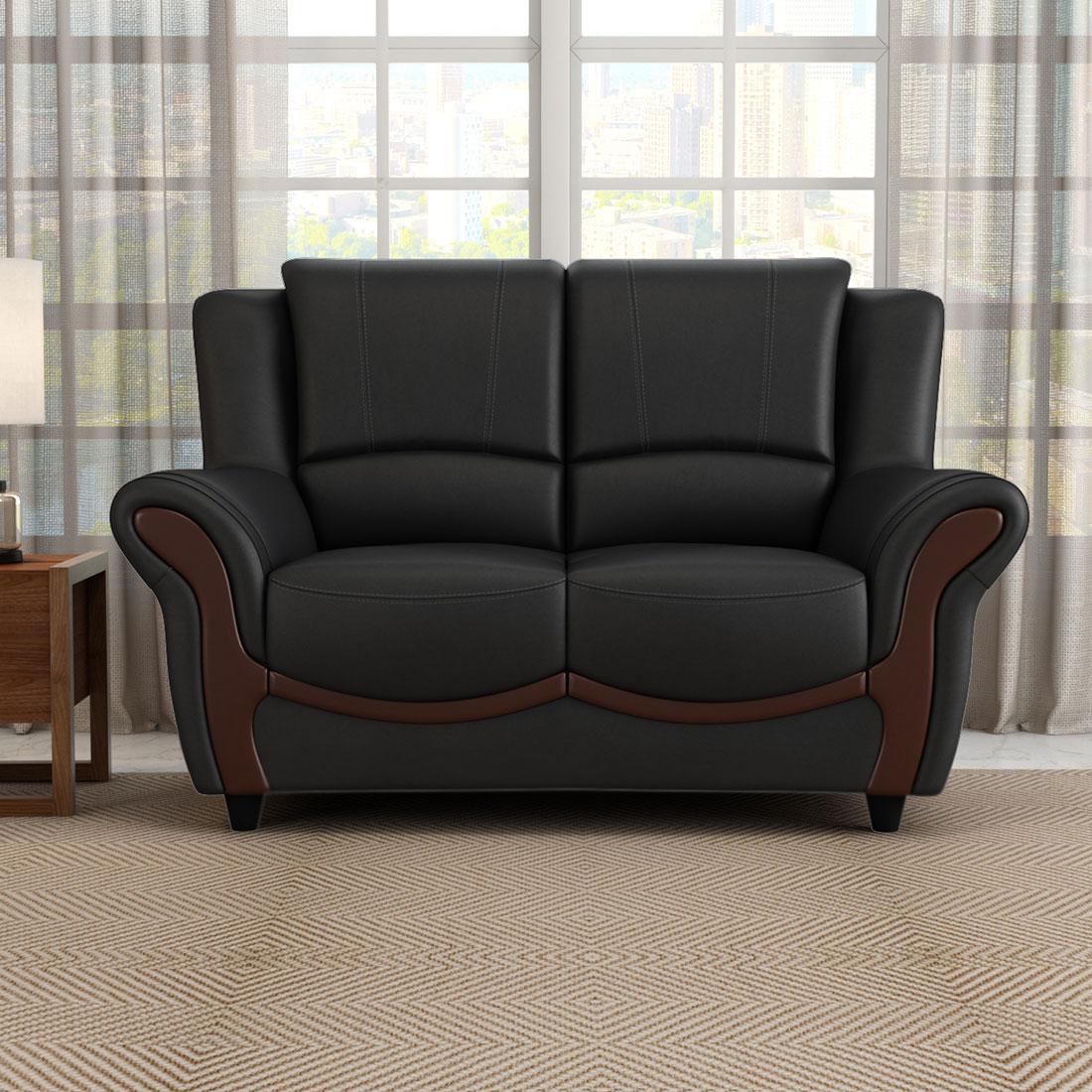 Blos/37930 Leatherette - 2 Seater Sofa in Eerie Black